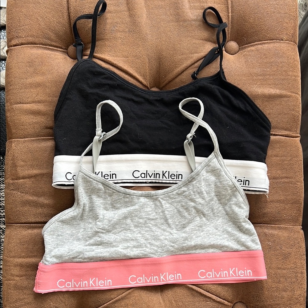 Calvin Klein Black and Gray Bralette Set